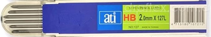 Ati 2 mm HB Pencil Lead 12-Pieces, 127 mm x 127 mm Size